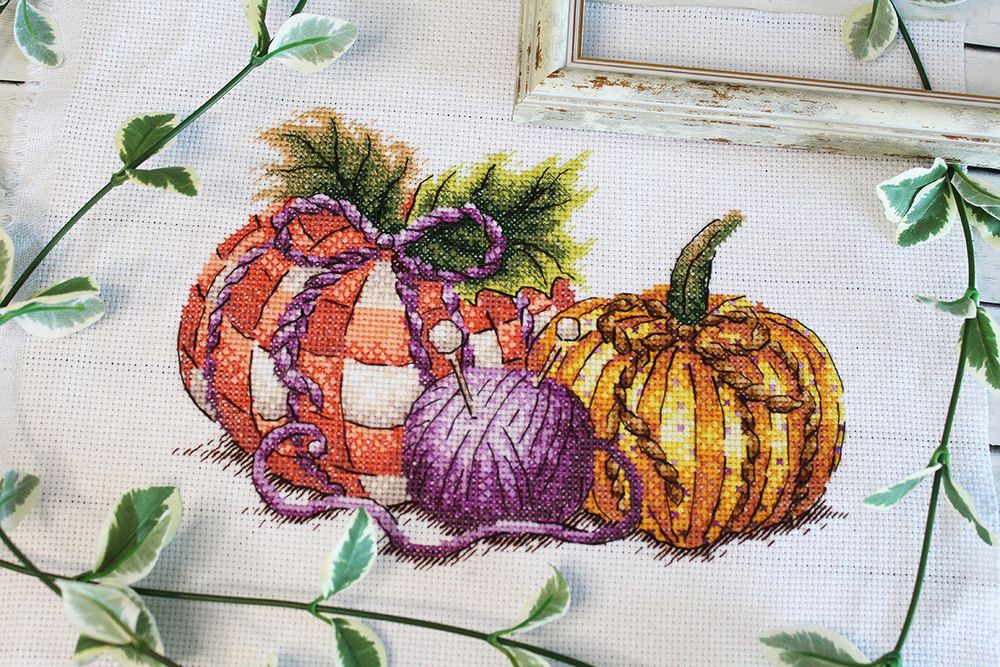 Набор для вышивания нитками МП Студия (Жар-птица), Рукодельные тыквы 15х21 см