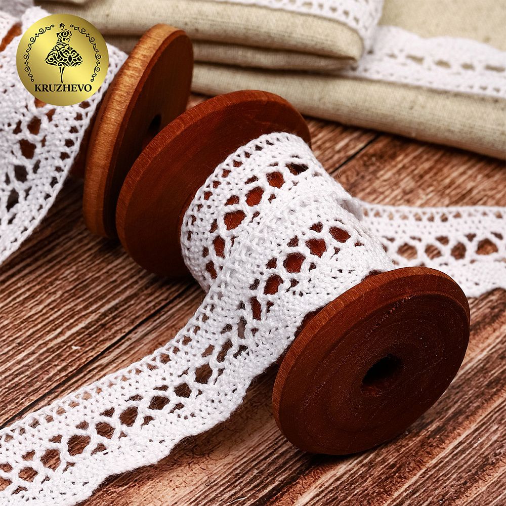 Кружево вязаное (тесьма) 20 мм, 1006 цв.01 белый, уп.182.8м, Kruzhevo