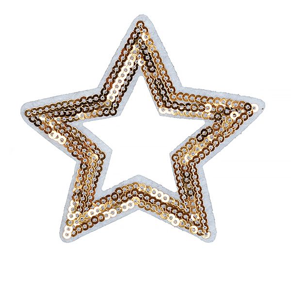 Термоаппликация с пайетками Звезда 85х85мм цв.2 золото, 10 шт