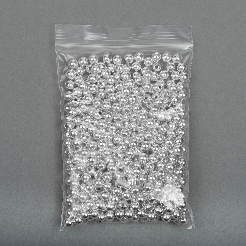 Бусины пластик ⌀4 мм, цв.серебро уп.50 г, Magic4Hobby