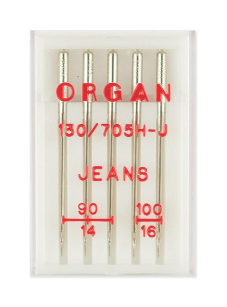Иглы для швейных машин джинс №90(3),100(2), 5шт., 130/705.90-100.5.H-J, Organ