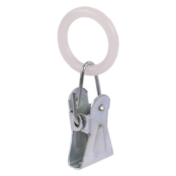 Зажим для штор 20 мм (⌀18 мм), с пластиковым кольцом, 100 шт, металл, никель, Gamma С-3