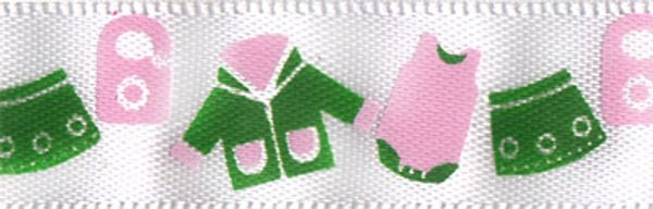 Лента атласная с рисунком 12.0 мм / 5 шт по 3 метра, G3/001 одежда/белый, Gamma ALP-122