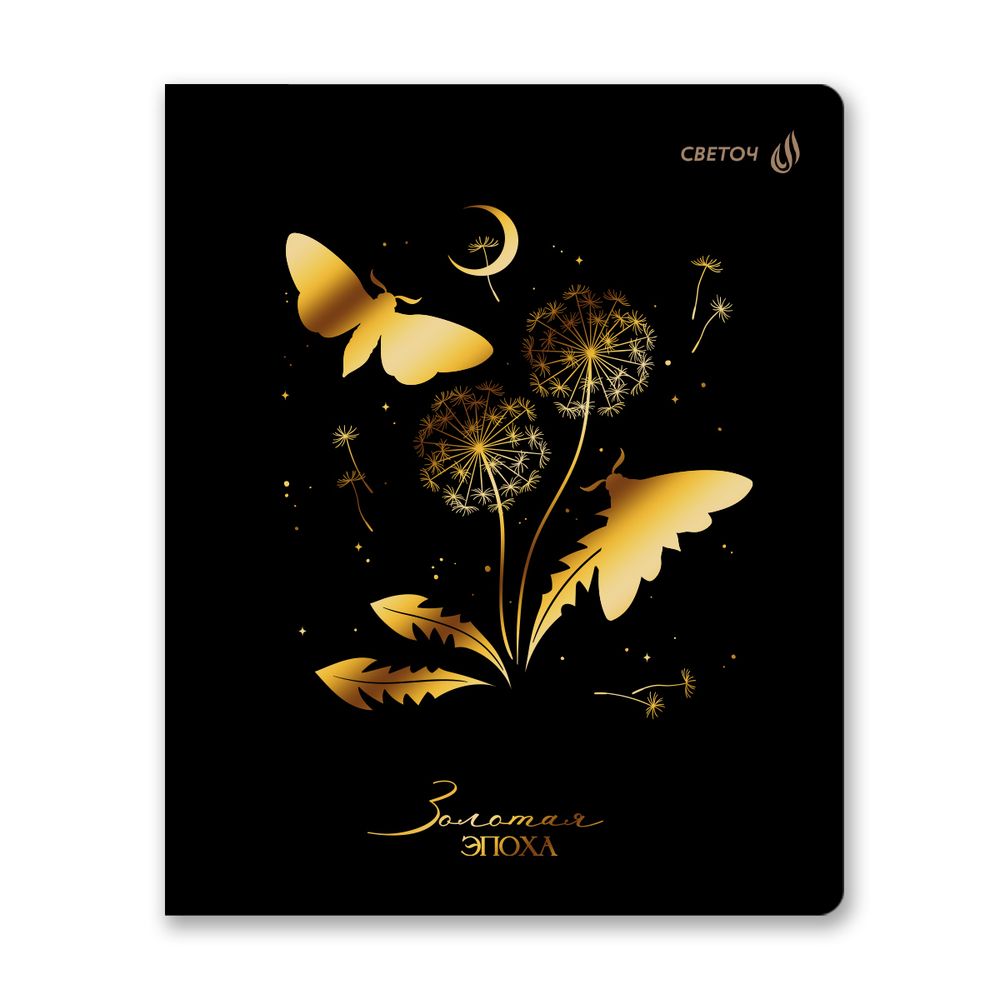 Тетрадь ученическая общая, тиснение золотой фольгой, A5+ 80 л. на скобе 65 г/м², белизна 100 %, 5 шт, клетка, 01137 Микс- Золотая эпоха, Светоч Т90