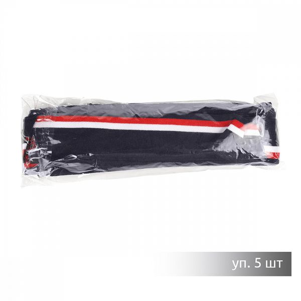 Подвяз (довяз) трикотажный 3.5х80 см, т.синий с белой и красной полосами, 100% п/э, 5 штук