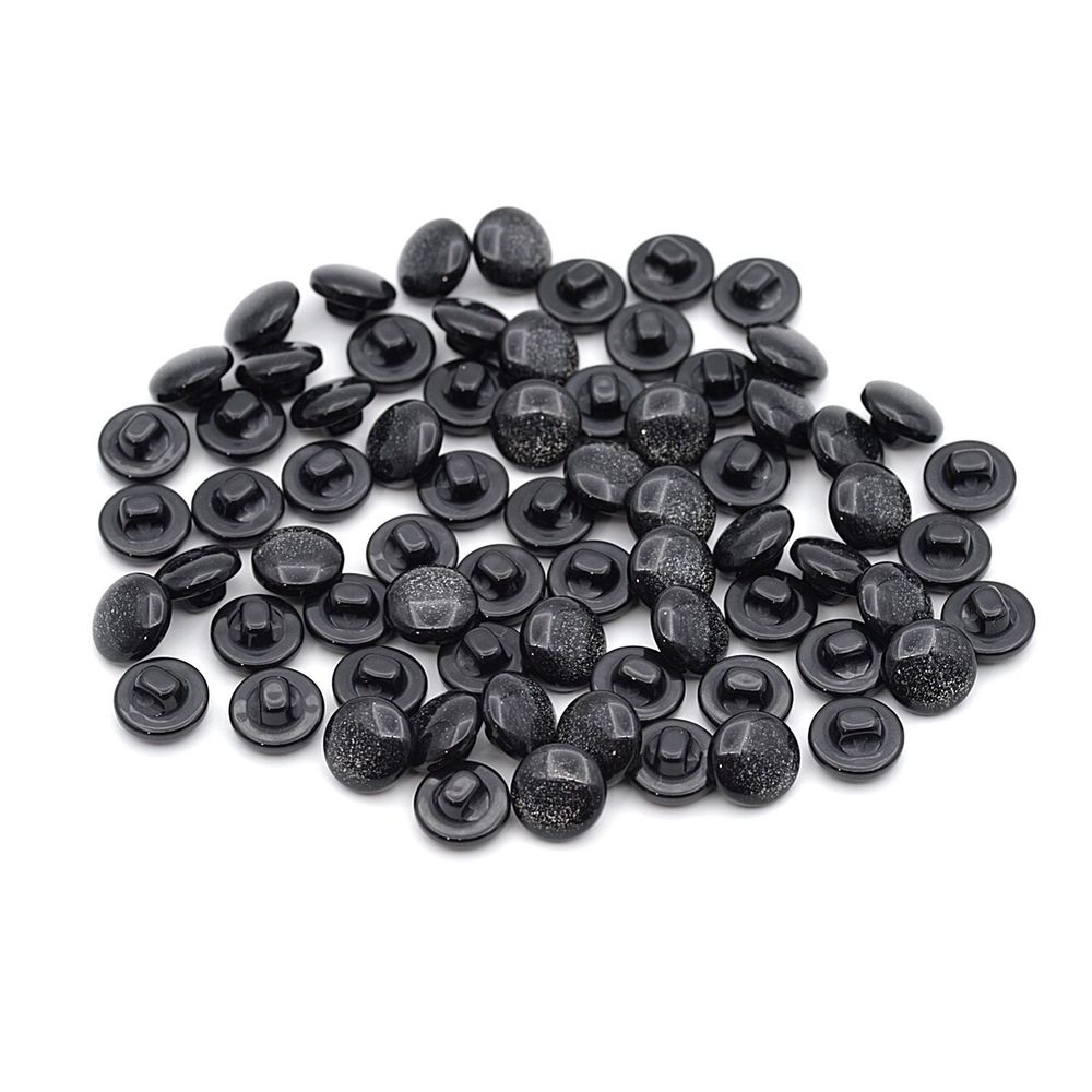 Пуговицы на ножке 22L (14мм), пластик (Blk-02 черный), 72 шт, CR P-45