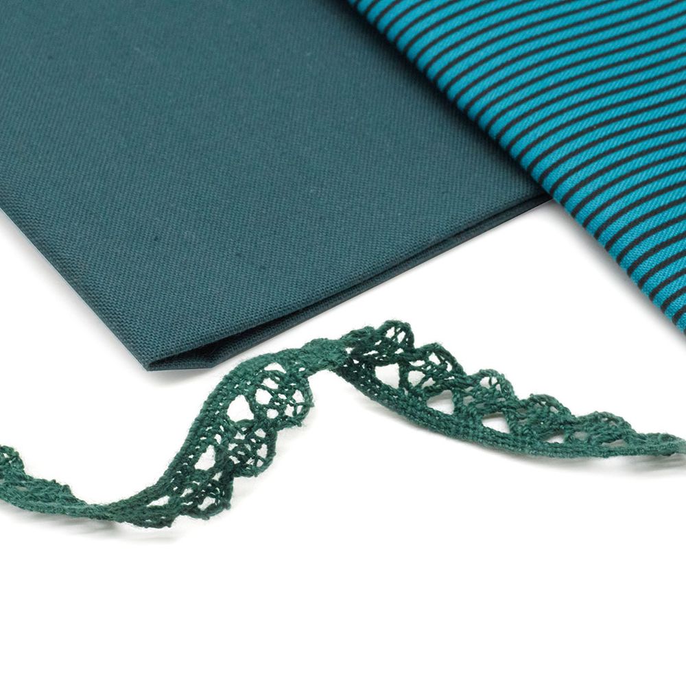 Ткань для рукоделия в наборе с тесьмой (865/007*6420, п/э 50*70см/ х/б 50*50см*2м), изумруд, 29386