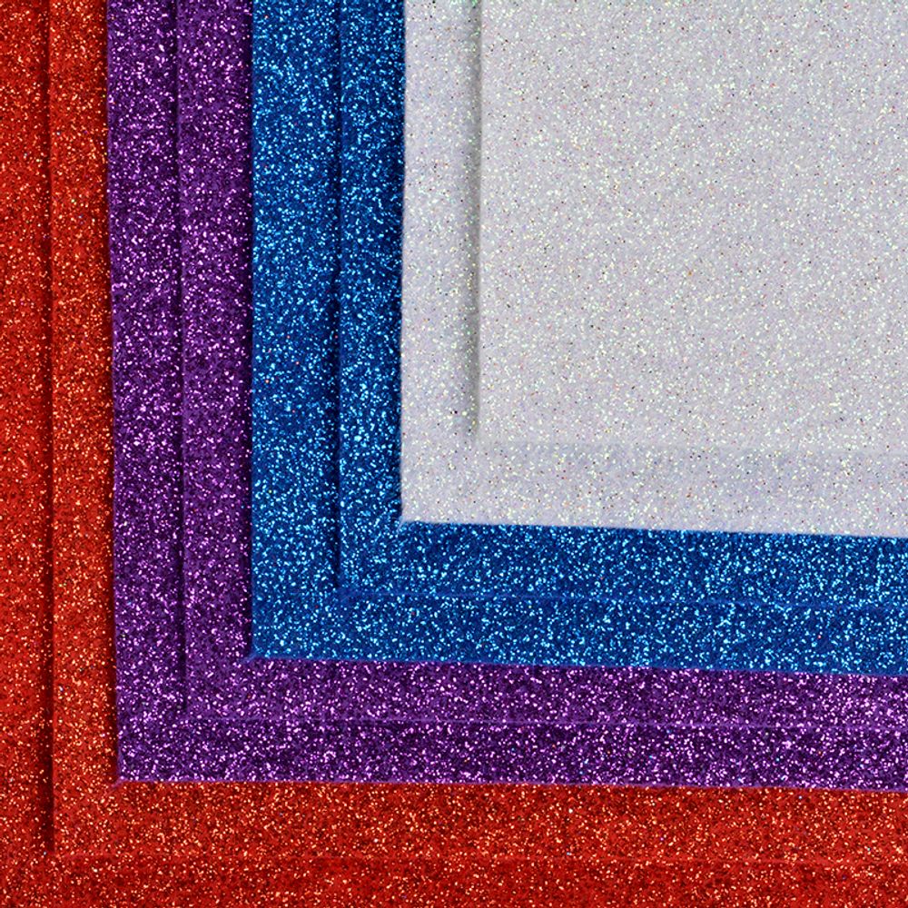 Фетр листовой в наборе (глиттерный) 1,4 мм 20х30 см, GL2, уп. 8 листов, цв. ассорти