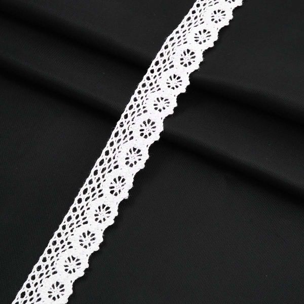 Кружево вязаное (тесьма) 25 мм / 13.72 метра, лён, белый, D134