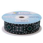 Лента (тесьма) жаккардовая 25.0 мм / 10±0.5 метров, черный/зеленый, Gamma TRJ-119(46)