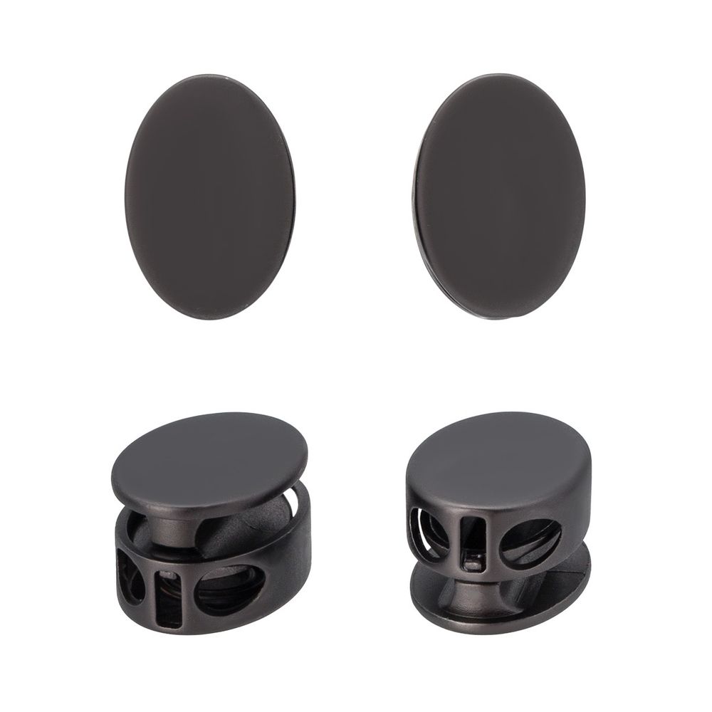 Фиксатор (зажим) для шнура металл 2 отв., ⌀3.5 мм (14х20 мм), овальный, титан цв.07-2, ГД15443, 10 шт