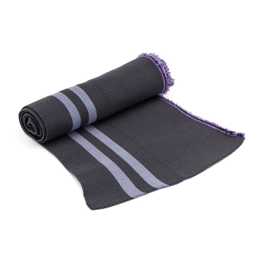 Подвяз средней плотности с полосками (100% полиэстер), 1*1, высота 14см (7см*2), длина 70-73см (8125/8126 т.серый с жемчуж. полосками)