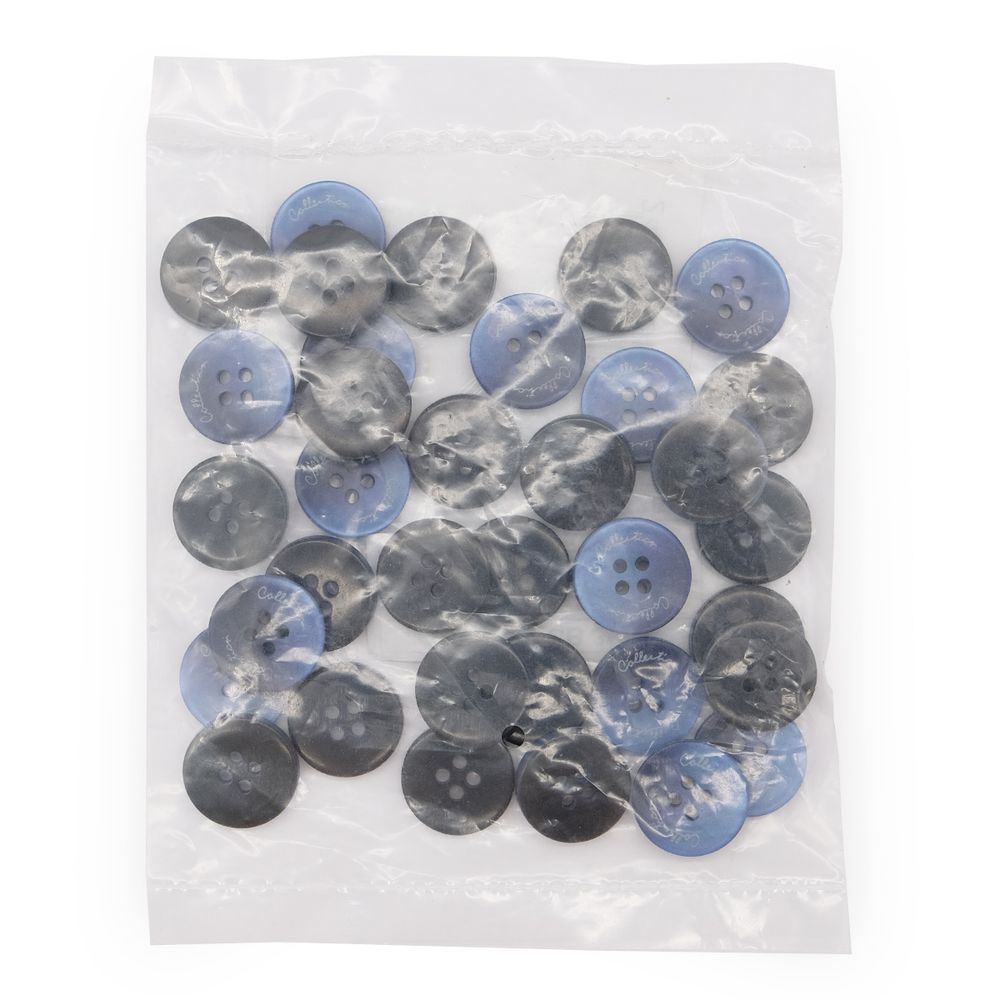 Пуговицы 4 прокола 24L (синий), 36 шт