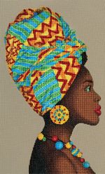 Набор для вышивания нитками Panna Золотая серия NM-7418, Африканка, 26х42 см