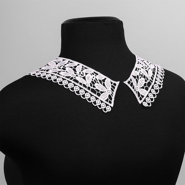 Пришивной кружевной воротник гипюр Kruzhevo 17.5х8 см, TBY.HX-02, цв.01 белый, уп.25 пар