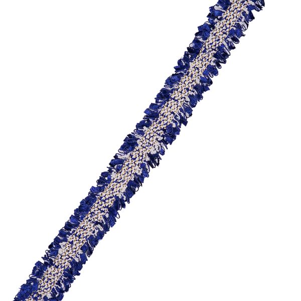 Тесьма твидовая Шанель с люрексом 2 см / 41,2м, 35 белый/синий, 3AR2651