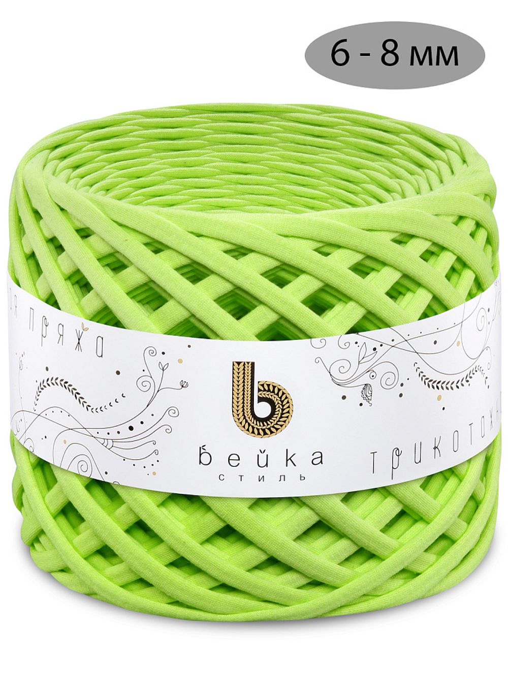 Пряжа трикотажная 1х300г, 100м, шир. 6-8 мм, 3007 лайм /TOS/
