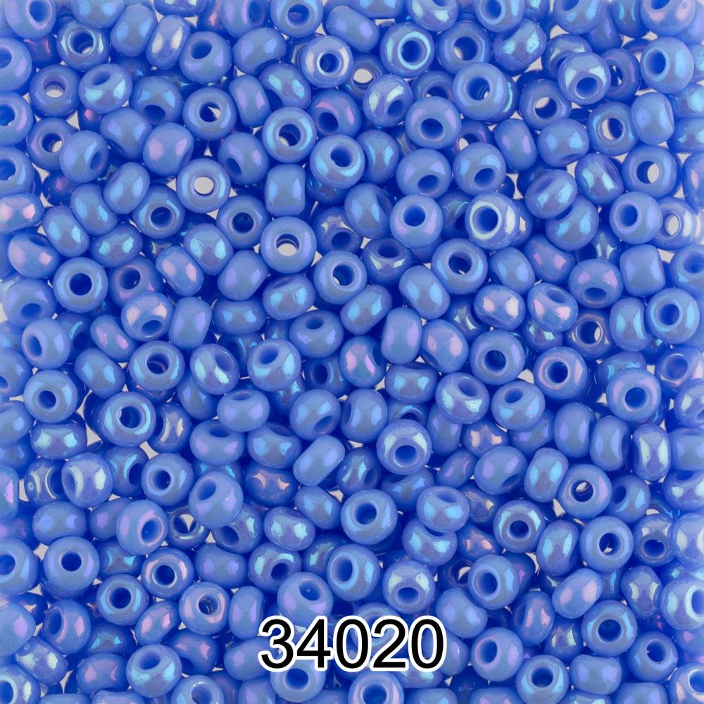 Бисер Preciosa 10/0 (2.3 мм), 500 г, 34020 (Ф026) голубой/меланж