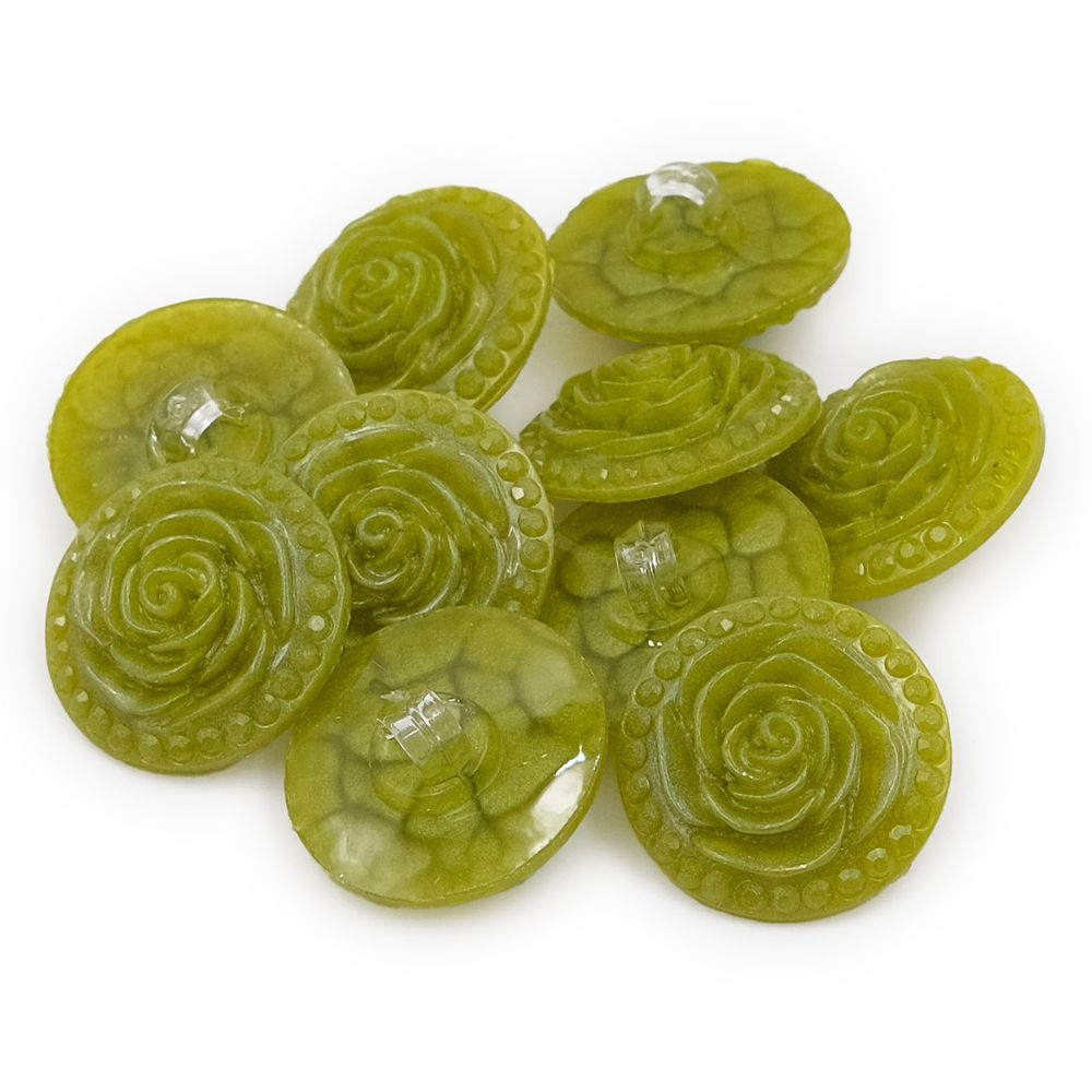 Пуговицы на ножке Розочки, 10 шт (23 травяной)