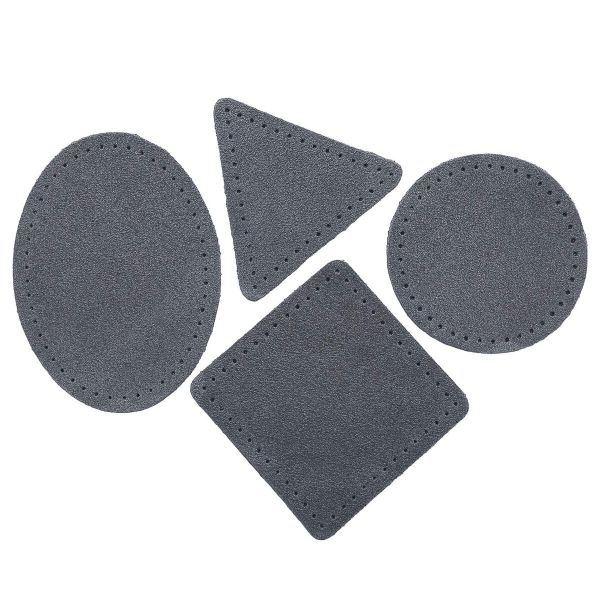 Набор заплаток пришивных из замши, круг, квадрат, треугольник, овал 6см, с перфорацией, 4 шт (26 серый), 59723