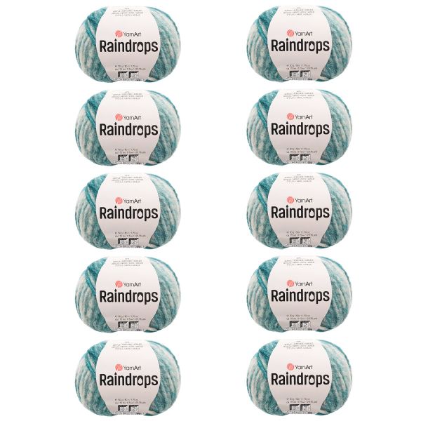 Пряжа YarnArt (ЯрнАрт) Raindrops / уп.10 мот. по 50 г, 115 м, 2901 серо-бирюзовый меланж