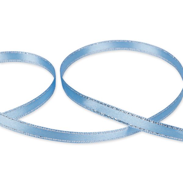 Лента атласная 2-сторонняя с метанитью 6.0 мм / 33±2 метра, 049 голубой/серебро, Gamma AL-6M
