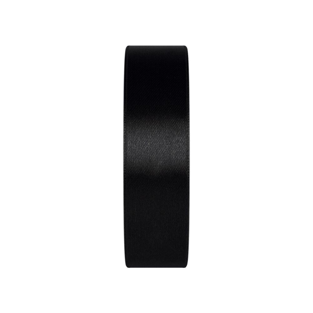 Лента атласная 1-сторонняя 25.0 мм / 33±2 метра, №113 черный, в термоплёнке, Gamma