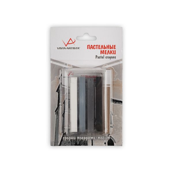 Пастельные мелки Vista-Artista VAAC, 4 шт, 03 -серые тона/grey tones