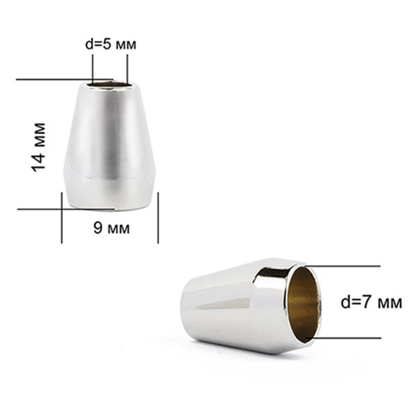 Наконечник для шнура металл 13.5х8.5 мм, цв. никель, уп. 100 шт