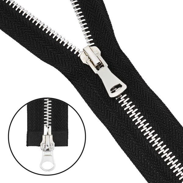 Молния металл Т5 (5 мм) 2 зам., разъем., 75 см, никель, 580 черный, 5 шт