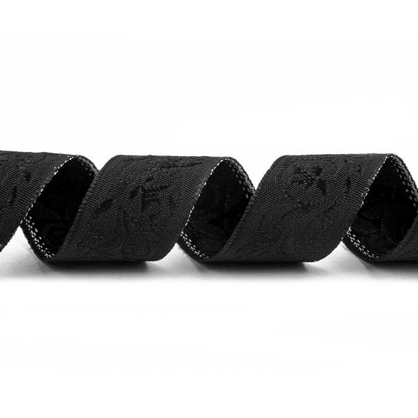 Лента (тесьма) жаккардовая 18.0 мм / 25±1 метров, рис 762 черный, Gamma С1851Г17