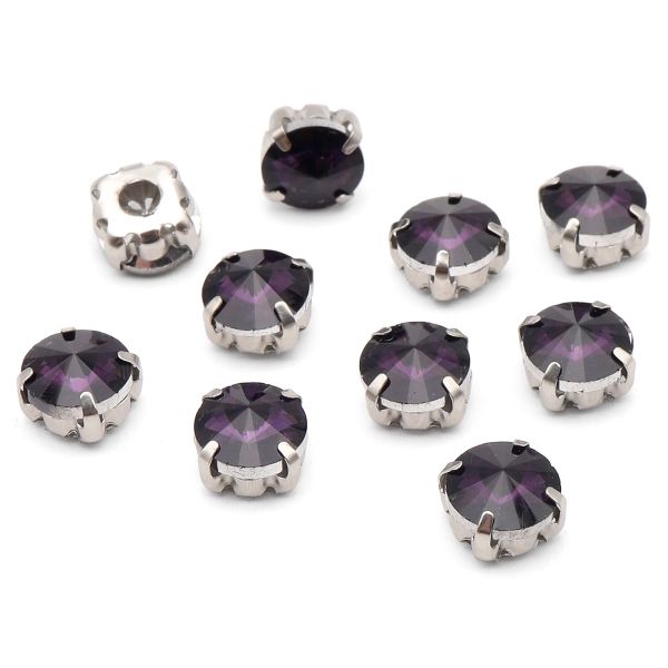 Хрустальные стразы в цапах круглой формы, фиолетовый 8 мм, 10 шт. Astra&Craft, РЦ012НН8