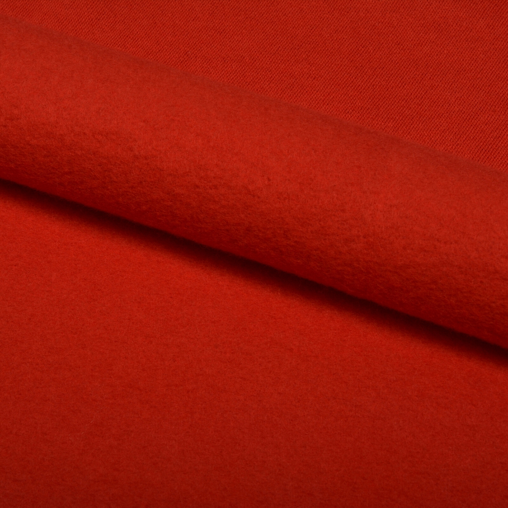 Футер 2-нитка начес 190 г/м², 100+100 см, опененд, цв.красный 18-1763, 10 метров