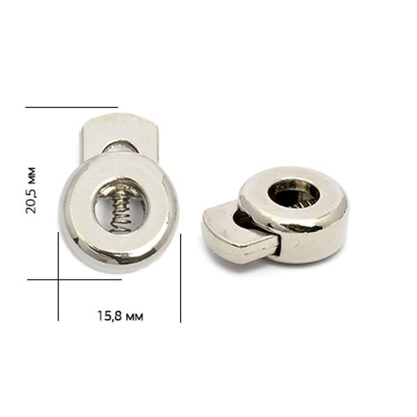 Фиксатор (зажим) для шнура металл 1 отв., 15.8х20.5 мм, (in ⌀4 мм), OR.0305-5172, цв. никель, уп. 100 шт