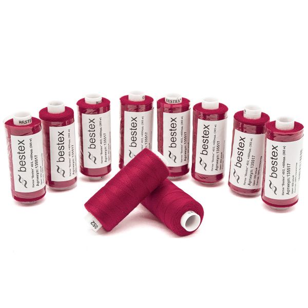 Нитки швейные бытовые Bestex 40/2, 365 м (400 ярд) / 10 кат., 052 рубиново-красный