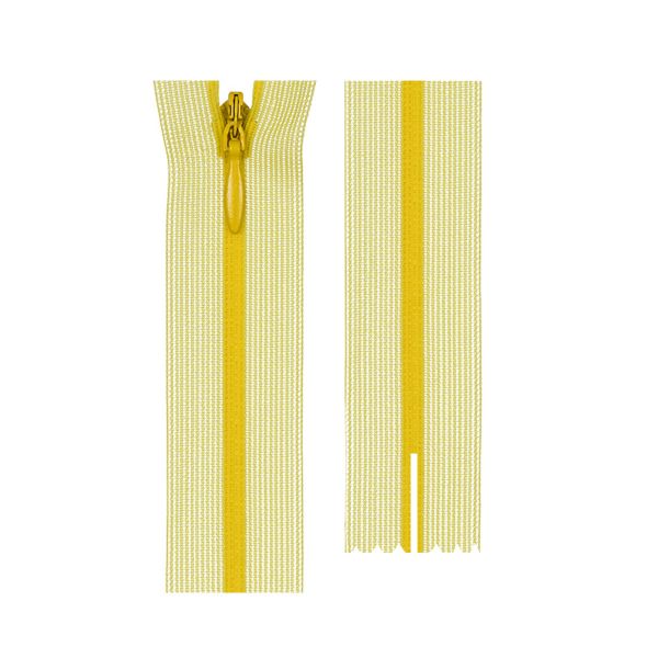 Молния потайная (скрытая) Т3 (3 мм) 1 зам., н/раз., 20 см, сетч. тесьма, пластик, 109 я.желтый, G010S Gamma, 10 шт