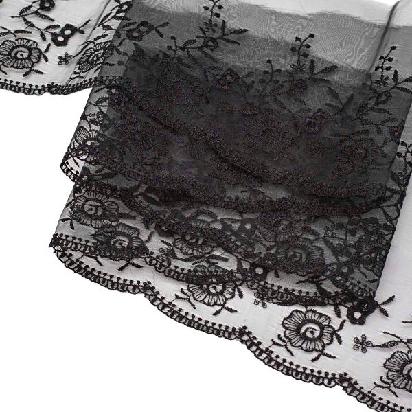 Кружево капроновое широкое 110 мм / 3.4 м (±4 см) 0574-5001, черный