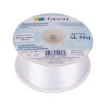 Лента атласная 2-сторонняя с метанитью 50.0 мм / 33±2 метра, 001белый/серебро, Gamma AL-50M