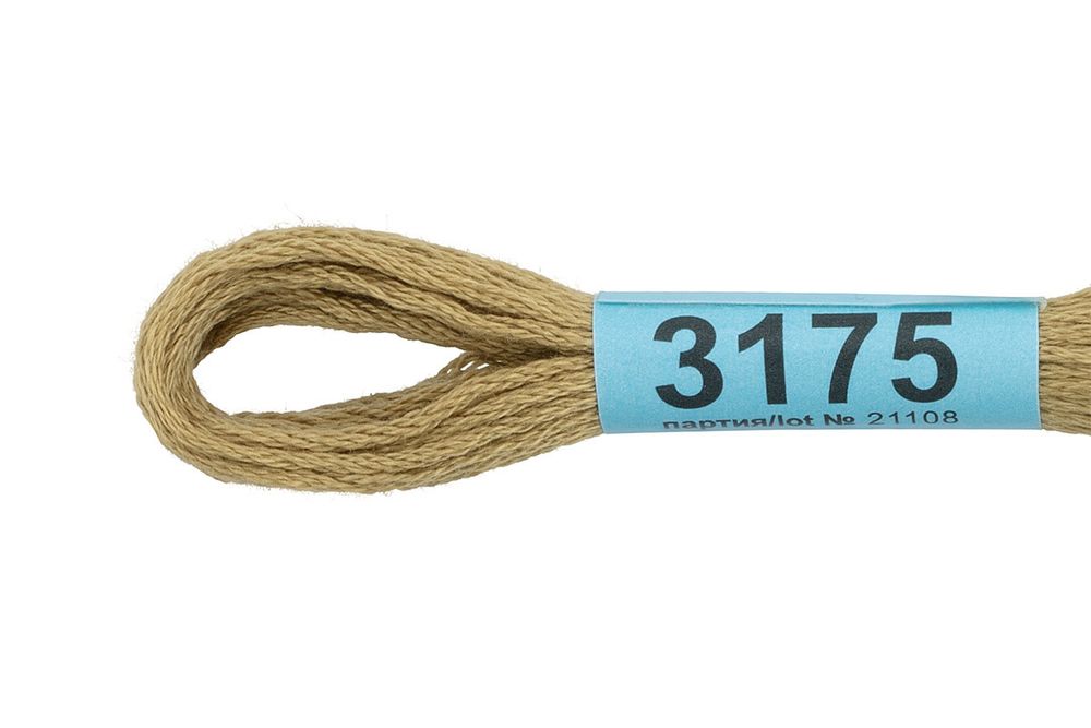 Мулине Gamma 100% хлопок, цв.3175 серо-бежевый, 24 мотка по 8 метров