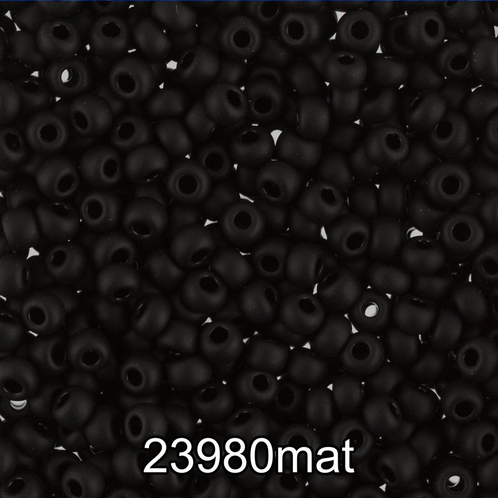 Бисер Preciosa круглый 10/0, 2.3 мм, 500 г, 23980 mat (Ф632) черный мат.