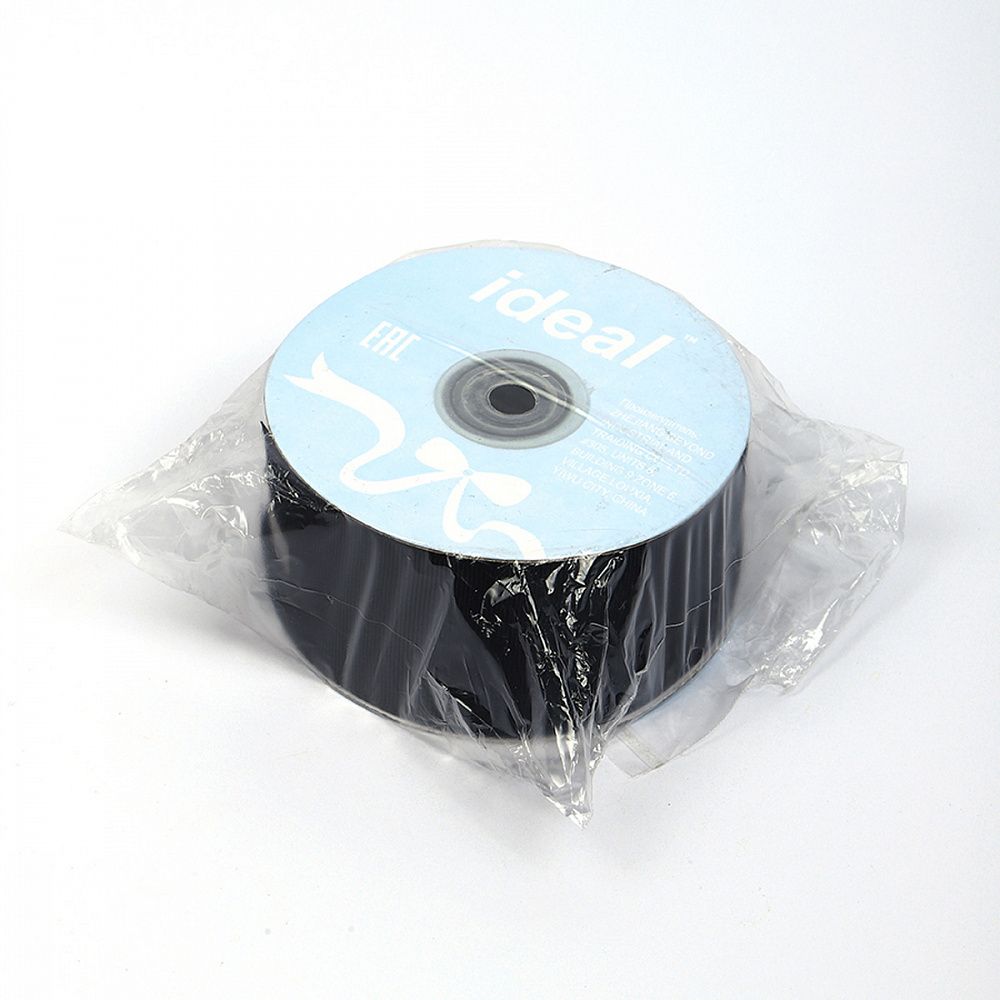 Лента репсовая (в рубчик) 50.0 мм, 030 (176) черный, уп. 27,4м