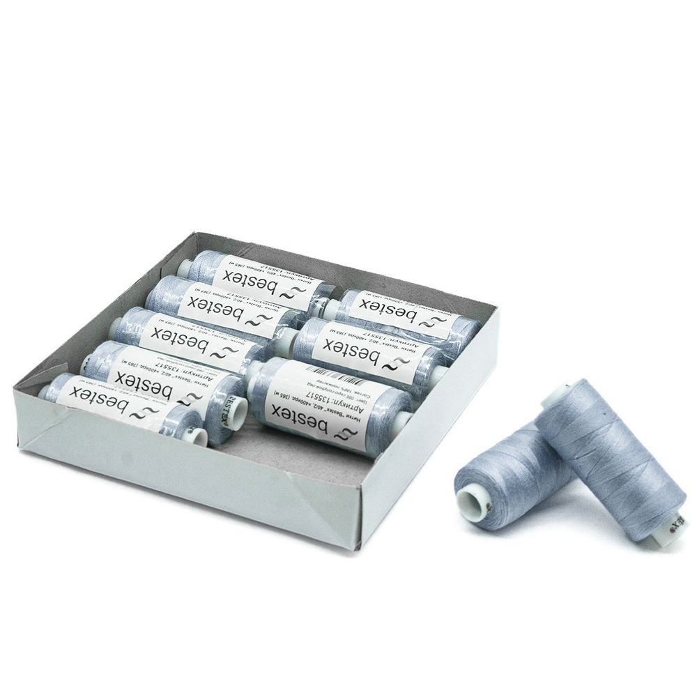 Нитки швейные бытовые Bestex 40/2, 365 м (400 ярд) / 10 кат., 086 серо-голубой лед