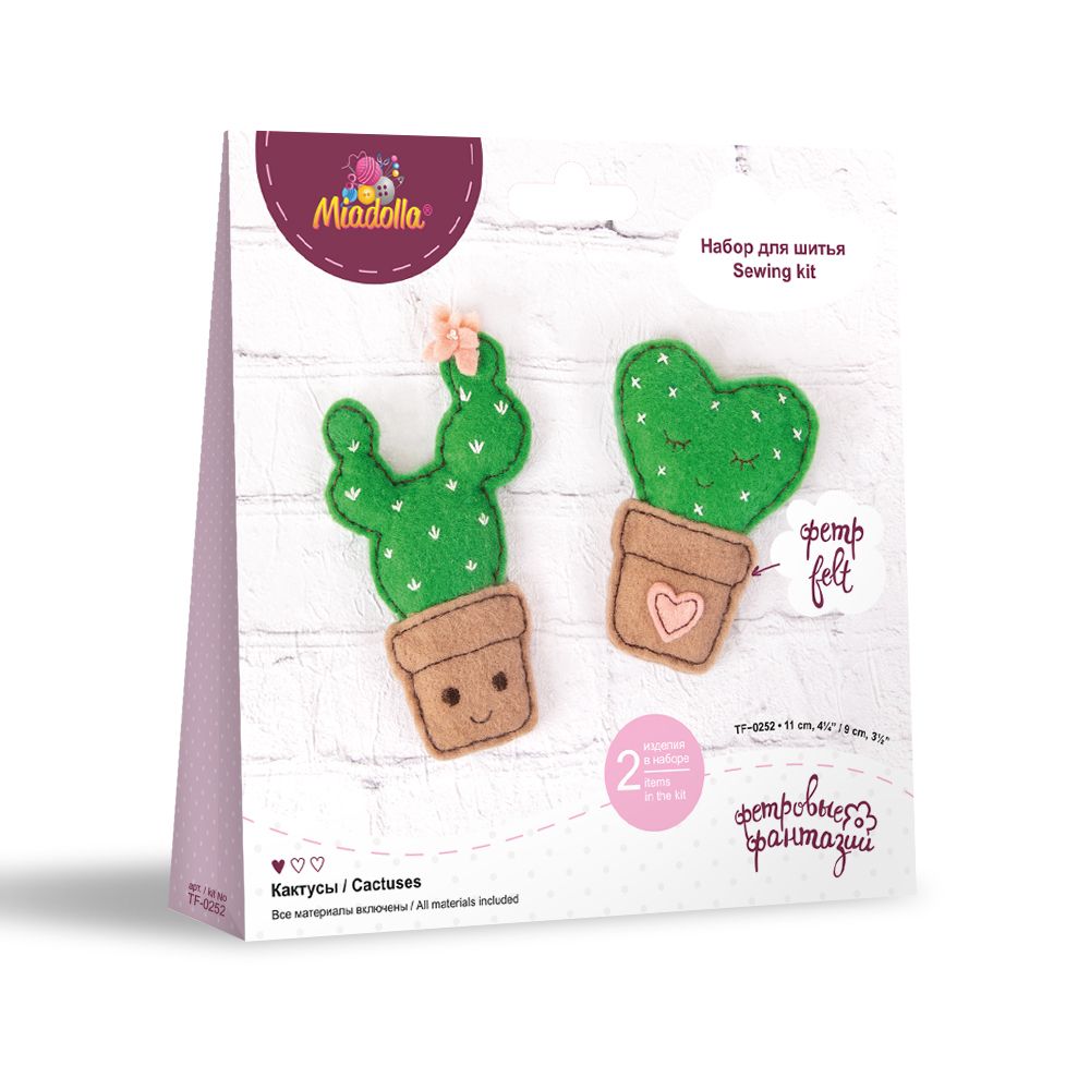 Набор для шитья игрушки Кактусы 11 см, Miadolla TF-0252