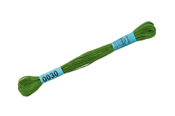 Мулине Gamma 100% хлопок, цв.0030 травяной, 24 мотка по 8 метров