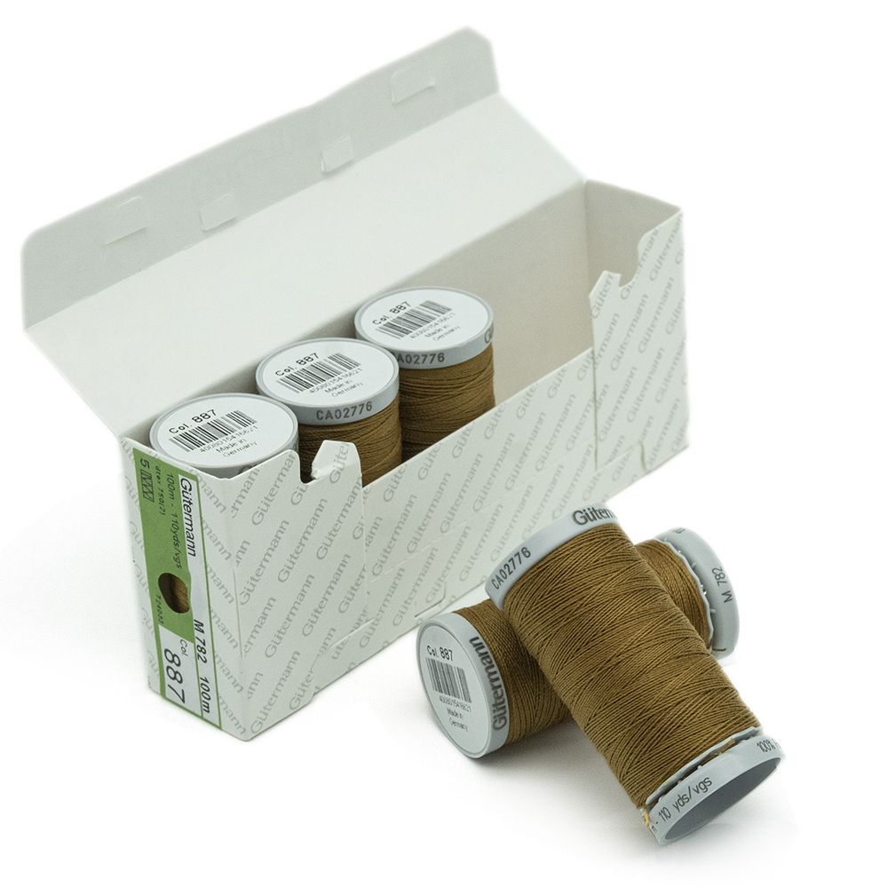 Нитки суперкрепкие Gutermann Extra Strong M782, 100м, 887 бежево-горчичный, 5 катушек