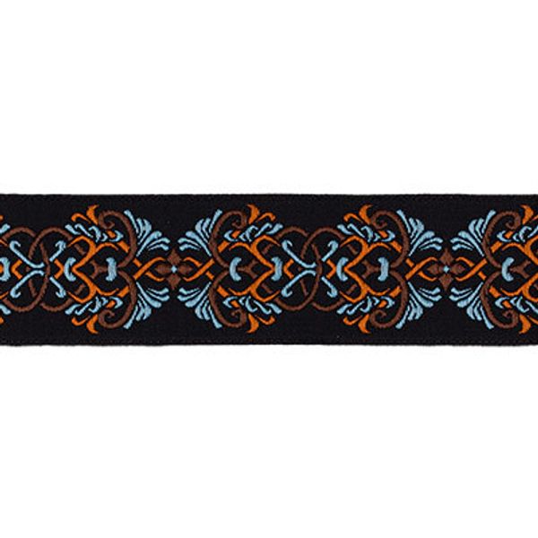 Лента (тесьма) жаккардовая 25.0 мм / 10±0.5 метров, голубой/оранжевый, Gamma TRJ-85