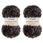 Пряжа Astra Premium (Астра Премиум) Артемида Принт / уп.2 мот. по 100 г, 34 м, 02 черный/серый
