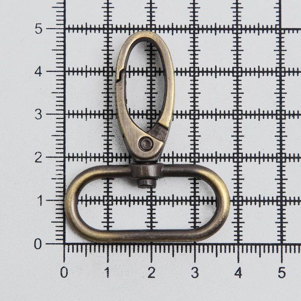 Карабин металл 30.0 мм (49х38 мм), тертая бронза, ГУ12849, 4 шт