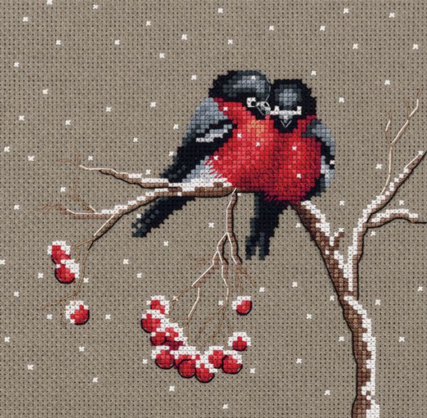 Набор для вышивания нитками Klart, Вместе теплее, 18х18 см