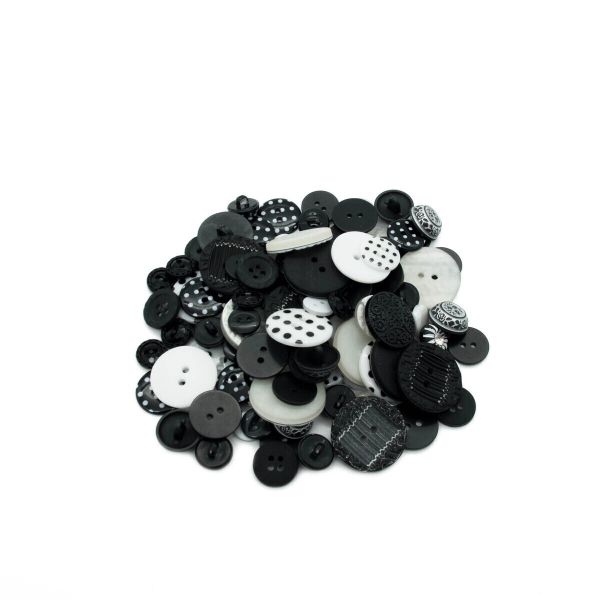 Украшения декоративные пуговицы Черно-белое ассорти, 158 шт